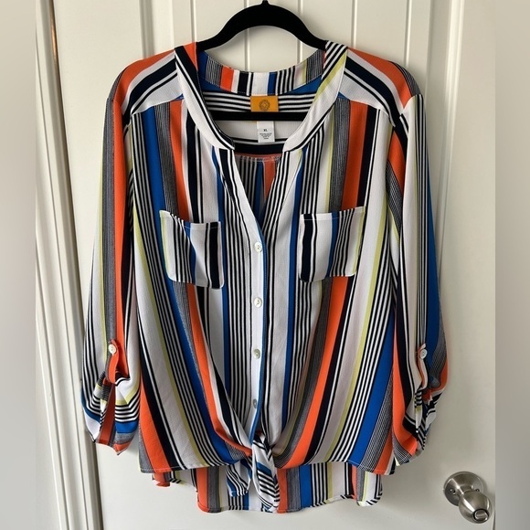 NWOT Ruby Rd Tie Front Button Down Top Size XL - Picture 2 of 10